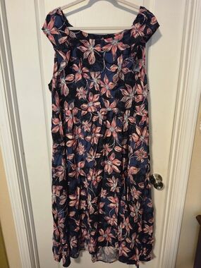 Lane Bryant Navy Dress with Pink and Coral Floral Print